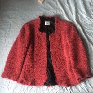 Armani Collezioni Pink Fuzzy Wool Jacket w Ruffles